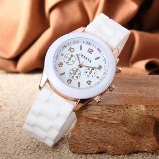 Geneva Watch White Rose Gold - Silicon strap