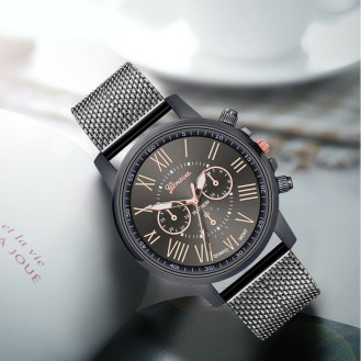 Quartz Mens Watch Black Silicon Strap