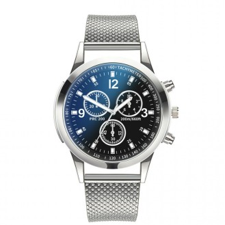 Quartz Mens Watch Silver Silicon Strap