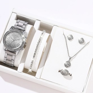 Geneva Watch Woman Set of 6 Silver